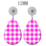 10 styles Colorful  Checkered pattern Acrylic Painted Water Drop earrings fit 12MM Snaps button jewelry wholesale