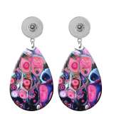 10 styles Pretty  pattern  Acrylic Painted Water Drop earrings fit 20MM Snaps button jewelry wholesale