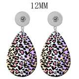 10 styles Leopard Pattern  Acrylic Painted Water Drop earrings fit 12MM Snaps button jewelry wholesale