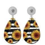 10 styles Flower sunflower Leopard Pattern  Acrylic Painted Water Drop earrings fit 20MM Snaps button jewelry wholesale