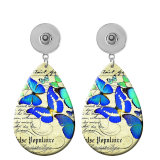 10 styles tree of life Butterfly peacock  Acrylic Painted Water Drop earrings fit 20MM Snaps button jewelry wholesale