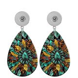 10 styles sunflower Cross  pattern  Acrylic Painted Water Drop earrings fit 20MM Snaps button jewelry wholesale
