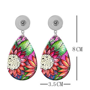 10 styles Bohemia  national style pattern  Acrylic Painted Water Drop earrings fit 20MM Snaps button jewelry wholesale