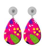 10 styles color Flower pattern  Acrylic Painted Water Drop earrings fit 20MM Snaps button jewelry wholesale