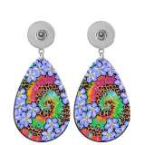10 styles Pretty Flower pattern  Acrylic Painted Water Drop earrings fit 20MM Snaps button jewelry wholesale