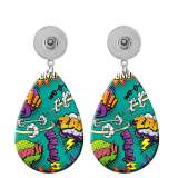 10 styles Cartoon pattern Acrylic Painted Water Drop earrings fit 20MM Snaps button jewelry wholesale