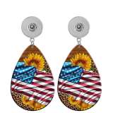 10 styles USA Flag  Acrylic Painted Water Drop earrings fit 20MM Snaps button jewelry wholesale