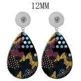 10 styles Pretty pattern  Acrylic Painted Water Drop earrings fit 12MM Snaps button jewelry wholesale