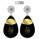 10 styles Golden Mushroom pattern  Acrylic Painted Water Drop earrings fit 12MM Snaps button jewelry wholesale