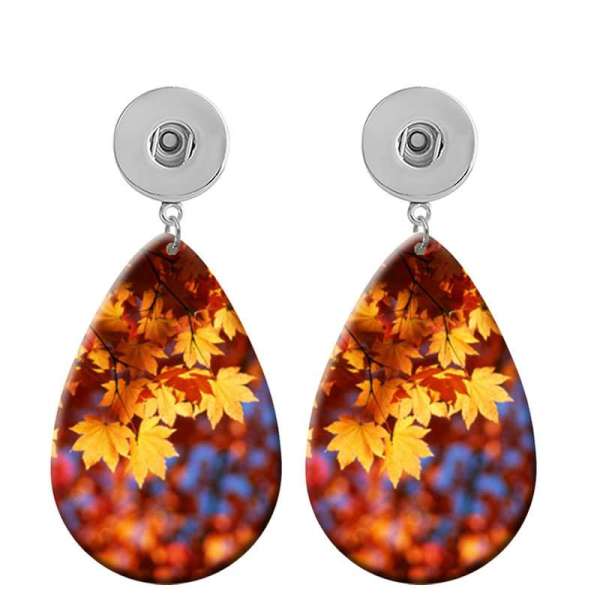 10 styles Thanksgiving Cross  Acrylic Painted Water Drop earrings fit 20MM Snaps button jewelry wholesale