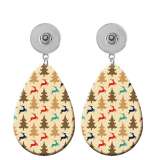 10 styles Christmas Deer Santa Claus  Acrylic Painted Water Drop earrings fit 20MM Snaps button jewelry wholesale