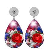 10 styles Pretty Flower pattern  Acrylic Painted Water Drop earrings fit 20MM Snaps button jewelry wholesale