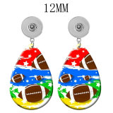 10 styles rugby Volleyball Basketball  Acrylic Painted Water Drop earrings fit 12MM Snaps button jewelry wholesale