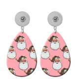 10 styles Christmas Deer Santa Claus  Acrylic Painted Water Drop earrings fit 20MM Snaps button jewelry wholesale