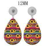 10 styles Flower happy easter Leopard Pattern  Acrylic Painted Water Drop earrings fit 12MM Snaps button jewelry wholesale