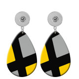 10 styles Yellow Geometric pattern  Acrylic Painted Water Drop earrings fit 20MM Snaps button jewelry wholesale