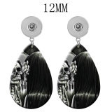 10 styles skull  Acrylic Painted Water Drop earrings fit 12MM Snaps button jewelry wholesale
