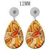 10 styles Flower Butterfly  Acrylic Painted Water Drop earrings fit 12MM Snaps button jewelry wholesale