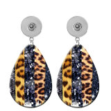 10 styles Leopard Pattern   Acrylic Painted Water Drop earrings fit 20MM Snaps button jewelry wholesale