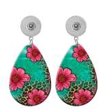 10 styles Butterfly Flower  sunflower  Acrylic Painted Water Drop earrings fit 20MM Snaps button jewelry wholesale