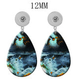 10 styles Pretty  Marble pattern  Acrylic Painted Water Drop earrings fit 12MM Snaps button jewelry wholesale