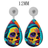 10 styles Halloween skull girl  Acrylic Painted Water Drop earrings fit 12MM Snaps button jewelry wholesale