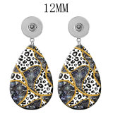 10 styles Leopard Pattern  Acrylic Painted Water Drop earrings fit 12MM Snaps button jewelry wholesale