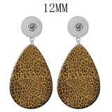 10 styles Leopard Pattern  Acrylic Painted Water Drop earrings fit 12MM Snaps button jewelry wholesale