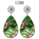 10 styles Pretty pattern Acrylic Painted Water Drop earrings fit 12MM Snaps button jewelry wholesale