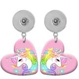 10 styles love Unicorn USA Flag resin  pattern  Painted Heart earrings fit 20MM Snaps button jewelry wholesale