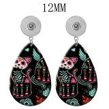 10 styles Halloween skull  Acrylic Painted Water Drop earrings fit 12MM Snaps button jewelry wholesale