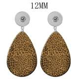 10 styles Leopard Pattern  Acrylic Painted Water Drop earrings fit 12MM Snaps button jewelry wholesale