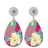 10 styles Pretty Flower  pattern  Acrylic Painted Water Drop earrings fit 20MM Snaps button jewelry wholesale