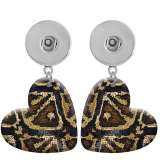 10 styles love resin  Leopard  pattern  Painted Heart earrings fit 20MM Snaps button jewelry wholesale