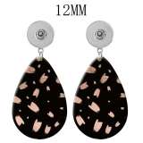 10 styles Flower Geometric pattern  Acrylic Painted Water Drop earrings fit 12MM Snaps button jewelry wholesale