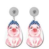 10 styles Flamingo Pink Piglet Elephant Acrylic Painted Water Drop earrings fit 20MM Snaps button jewelry wholesale