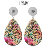 10 styles Leopard Pattern  Acrylic Painted Water Drop earrings fit 12MM Snaps button jewelry wholesale