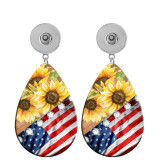 10 styles USA Flag  Acrylic Painted Water Drop earrings fit 20MM Snaps button jewelry wholesale