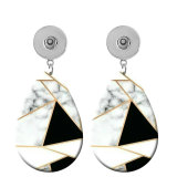 10 styles color Geometric pattern  Acrylic Painted Water Drop earrings fit 20MM Snaps button jewelry wholesale