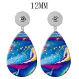 10 styles Pretty pattern Acrylic Painted Water Drop earrings fit 12MM Snaps button jewelry wholesale