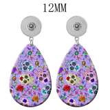 10 styles Halloween  skull  Acrylic Painted Water Drop earrings fit 12MM Snaps button jewelry wholesale