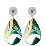 10 styles Green pattern  Acrylic Painted Water Drop earrings fit 20MM Snaps button jewelry wholesale