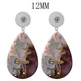 10 styles Colorful Pretty pattern  Acrylic Painted Water Drop earrings fit 12MM Snaps button jewelry wholesale