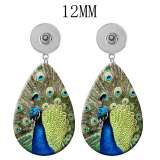 10 styles Butterfly pattern peacock  Acrylic Painted Water Drop earrings fit 12MM Snaps button jewelry wholesale