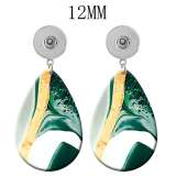 10 styles Pretty Green pattern  Acrylic Painted Water Drop earrings fit 12MM Snaps button jewelry wholesale