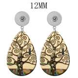 10 styles tree of life  Acrylic Painted Water Drop earrings fit 12MM Snaps button jewelry wholesale
