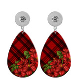 10 styles color Checker stitching Flower pattern  Acrylic Painted Water Drop earrings fit 20MM Snaps button jewelry wholesale