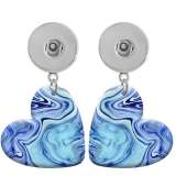 10 styles love resin Art pattern Painted Heart earrings fit 20MM Snaps button jewelry wholesale