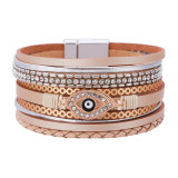 Wide brimmed bracelet Bohemian eye shaped leather bracelet