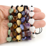Handwoven Heart shaped Love Agate Crystal Stone Yoga Adjustable Bracelet